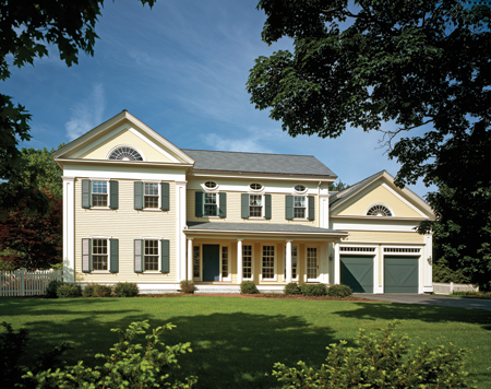 Jan Gleysteen Architects of Wellesley, MA, renovated a run-down Cape structure in Weston, MA, to reflect Greek Revival precedents and early American democracy. The 4,800-sq.ft. house comprises a kitchen, living, dining, family and breakfast rooms as well as a pantry, mudroom and two-car garage. All photos: Sam Gray 