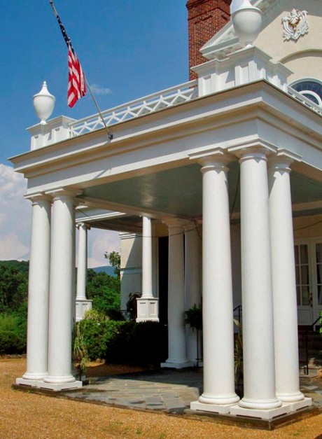 Chadsworth's Authentic Replication Wood Column Line -  Plain, Round, Tapered Columns with Roman Doric Capitals &  Roman Doric Base Moldings & Plinths.  16" x 11'-04". 
